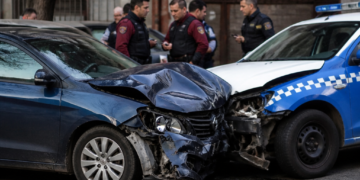 Accidente en Nueva Pompeya: patrullero colisiona con remis y deja un herido