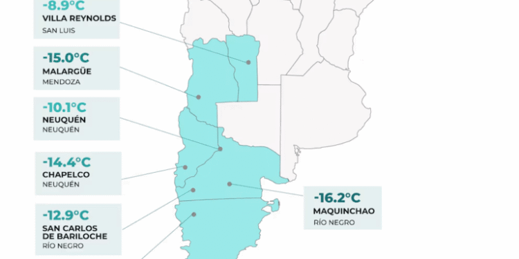 Las ciudades más frías de Argentina el 24 de julio