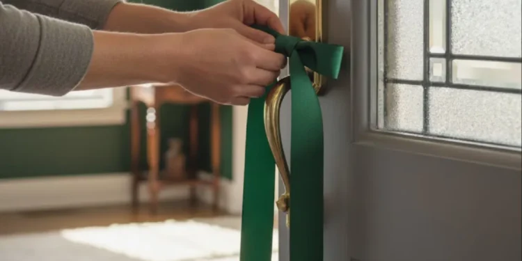La simbología de colgar una cinta verde en el picaporte de la puerta de entrada
